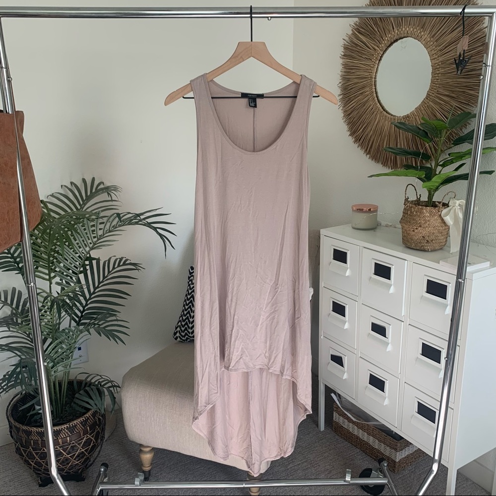 🪴$5/25🪴 Tan Jersey Knit High Low Sleeveless Midi Dress Small
